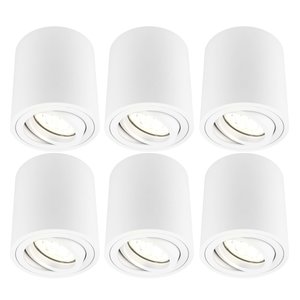 Ledvion 6x Dimmbare LED Aufbaustrahle - Rund - Weiß - 5W - 2700K - Kippbar - IP20 6x Dimmbare LED Aufbaustrahle - Rund - Weiß - 5W - 2700K - Kippbar - IP20