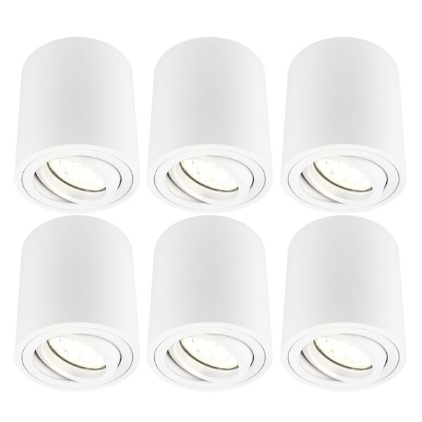 Ledvion 6x Dimmbare LED Aufbaustrahle - Rund - Weiß - 5W - 2700K - Kippbar - IP20