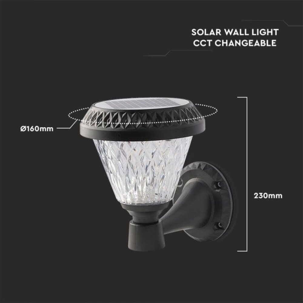 Beleuchtungonline Solar Wandleuchte - 0.8W - 75lm - IP44 - CCT Lichtfarbe einstellbar