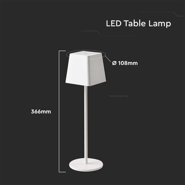 Beleuchtungonline LED Tischlampe - 2W - 3000K - IP54 - Per Touch dimmbar - Wiederaufladbar