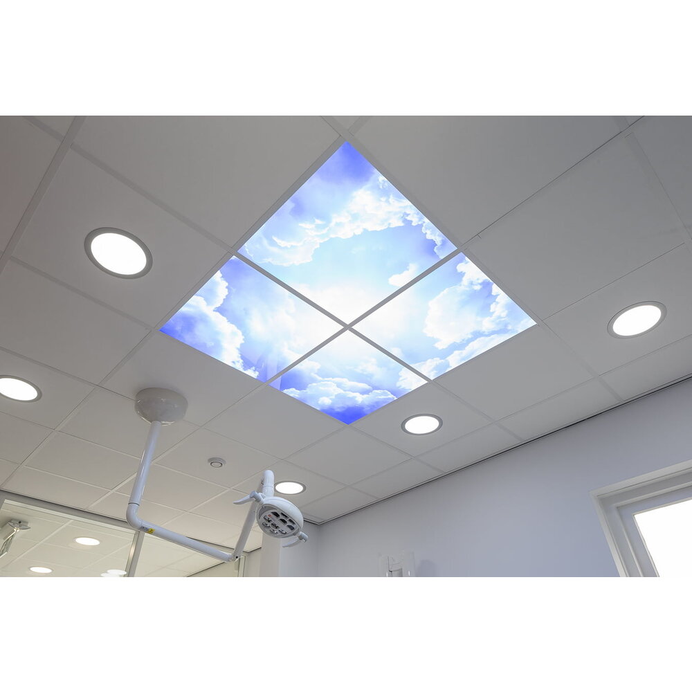 Beleuchtungonline LED Panel Wolkenhimmel - Fotodruck Bild Wolken und Wald - Gedruckt auf 3 Panele - 1195x595