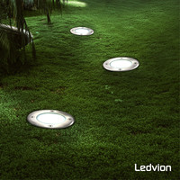 3x IP67 LED Bodeneinbaustrahler Rund - GU10 - 1m Kabel Ledvion 3x IP67 LED Bodeneinbaustrahler Rund - GU10 - 1m Kabel