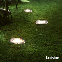 Ledvion 3x LED Bodeneinbaustrahler Rund - IP67 - 5W - 2700K - 1m Kabel