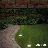 Ledvion 9x LED Bodeneinbaustrahler Rund - IP67 - 3W - 2700K - 1m Kabel