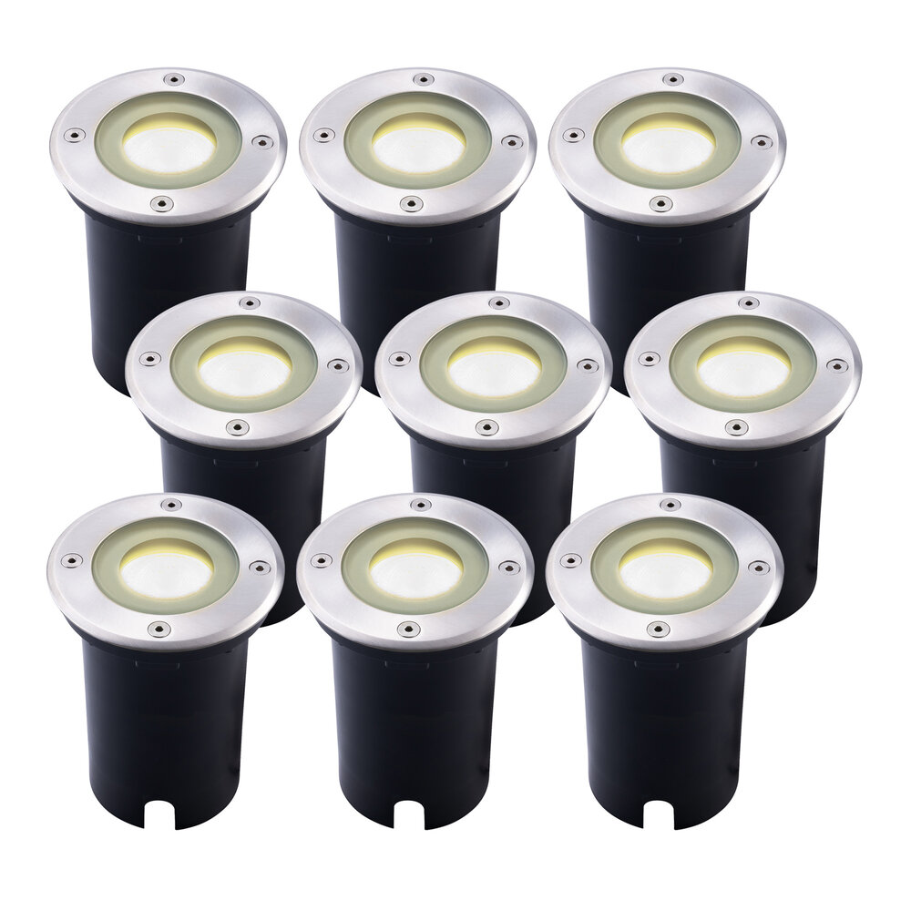 Ledvion 9x LED Bodeneinbaustrahler Rund - IP67 - 3W - 4000K - 1m Kabel