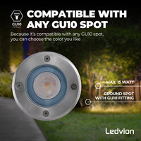 Ledvion 9x LED Bodeneinbaustrahler Rund - IP67 - 3W - 4000K - 1m Kabel