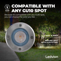 Ledvion LED Bodeneinbaustrahler Rund - IP67 - 5W - 6500K - 1m Kabel