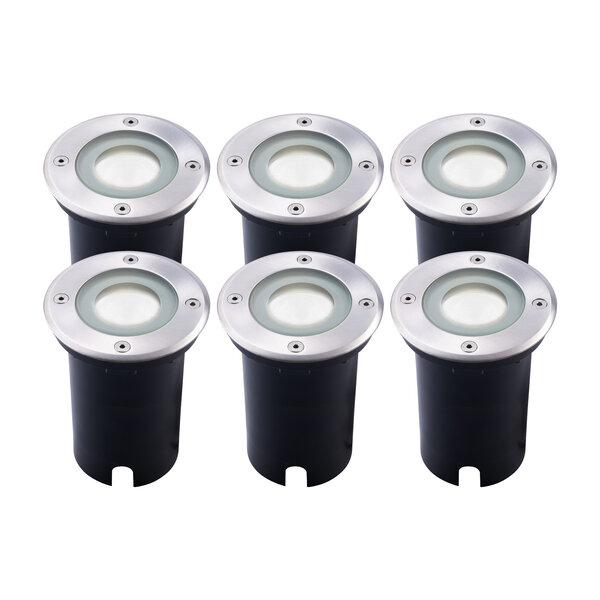 Ledvion 6x LED Bodeneinbaustrahler Rund - IP67 - 3W - 6500K - 1m Kabel