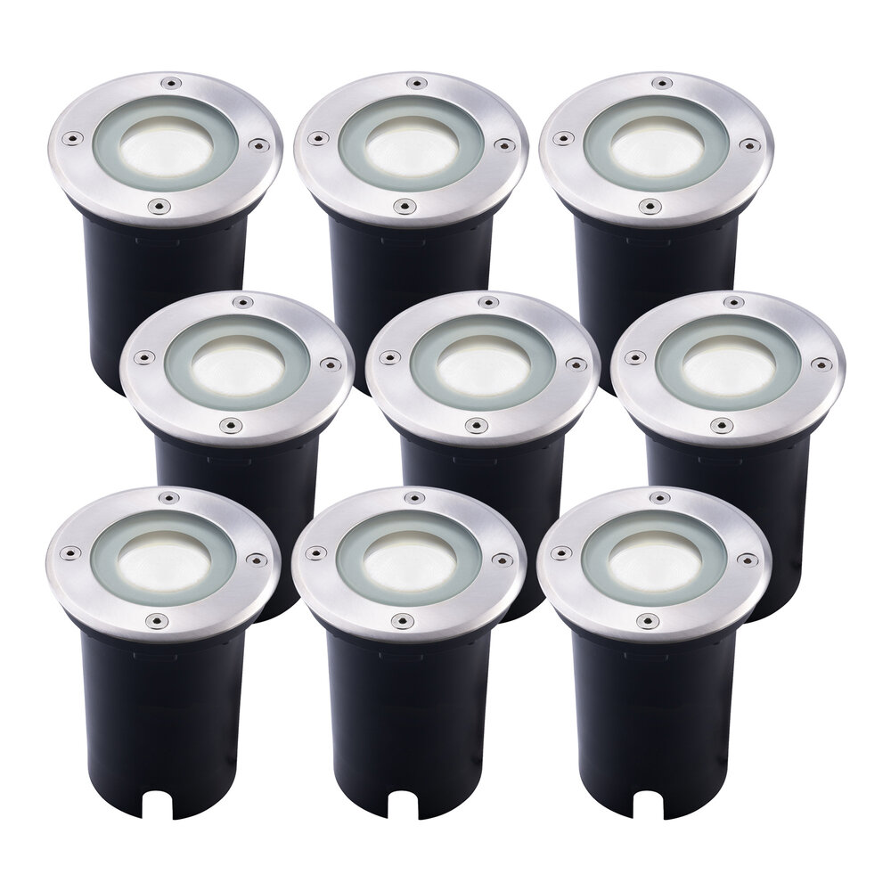 Ledvion 9x LED Bodeneinbaustrahler Rund - IP67 - 3W - 6500K - 1m Kabel