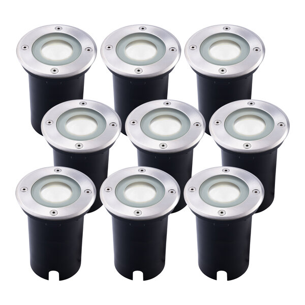 Ledvion 9x LED Bodeneinbaustrahler Rund - IP67 - 3W - 6500K - 1m Kabel