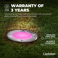 Smart LED Bodeneinbaustrahler Rund - IP67 - 5W - RGBWW - 1m Kabel Ledvion Smart LED Bodeneinbaustrahler Rund - IP67 - 5W - RGBWW - 1m Kabel