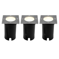 Ledvion 3x LED Bodeneinbaustrahler Quadrat - IP67 - 3W - 2700K - 1m Kabel