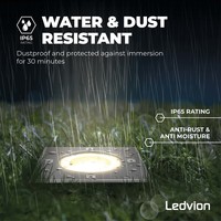 Ledvion 3x LED Bodeneinbaustrahler Quadrat - IP67 - 3W - 2700K - 1m Kabel