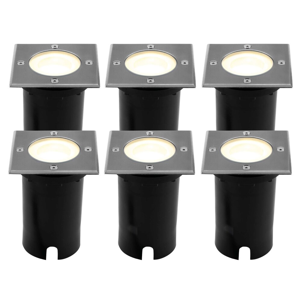 Ledvion 6x LED Bodeneinbaustrahler Quadrat - IP67 - 3W - 2700K - 1m Kabel