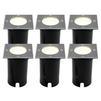 Ledvion 6x LED Bodeneinbaustrahler Quadrat - IP67 - 3W - 2700K - 1m Kabel