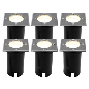 Ledvion 6x LED Bodeneinbaustrahler Quadrat - IP67 - 5W - 2700K - 1m Kabel 6x LED Bodeneinbaustrahler Quadrat - IP67 - 5W - 2700K - 1m Kabel