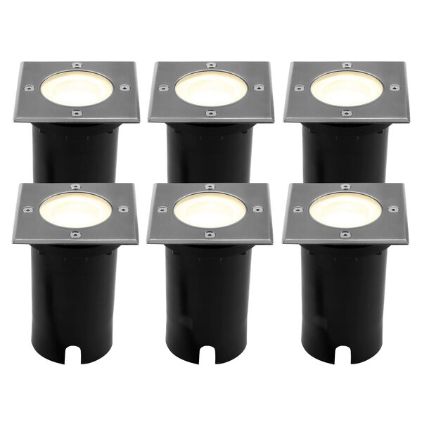 Ledvion 6x LED Bodeneinbaustrahler Quadrat - IP67 - 3W - 2700K - 1m Kabel