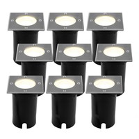 Ledvion 9x LED Bodeneinbaustrahler Quadrat - IP67 - 3W - 2700K - 1m Kabel