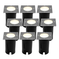 9x LED Bodeneinbaustrahler Quadrat - IP67 - 5W - 2700K - 1m Kabel