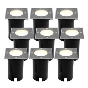 Ledvion 9x LED Bodeneinbaustrahler Quadrat - IP67 - 5W - 2700K - 1m Kabel 9x LED Bodeneinbaustrahler Quadrat - IP67 - 5W - 2700K - 1m Kabel