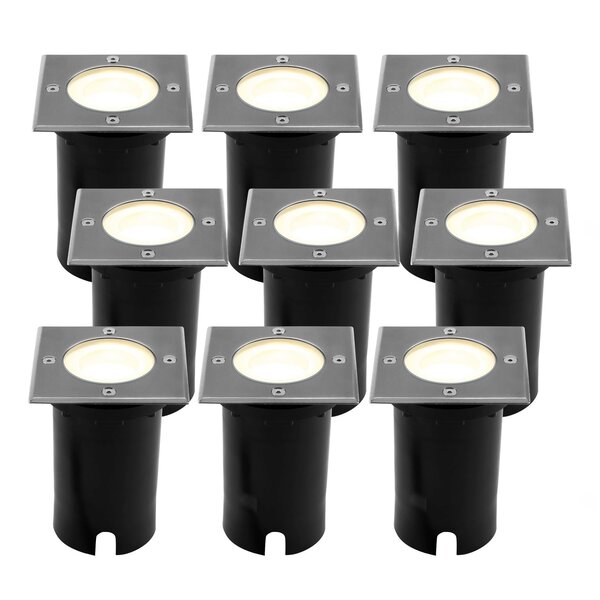 Ledvion 9x LED Bodeneinbaustrahler Quadrat - IP67 - 3W - 2700K - 1m Kabel