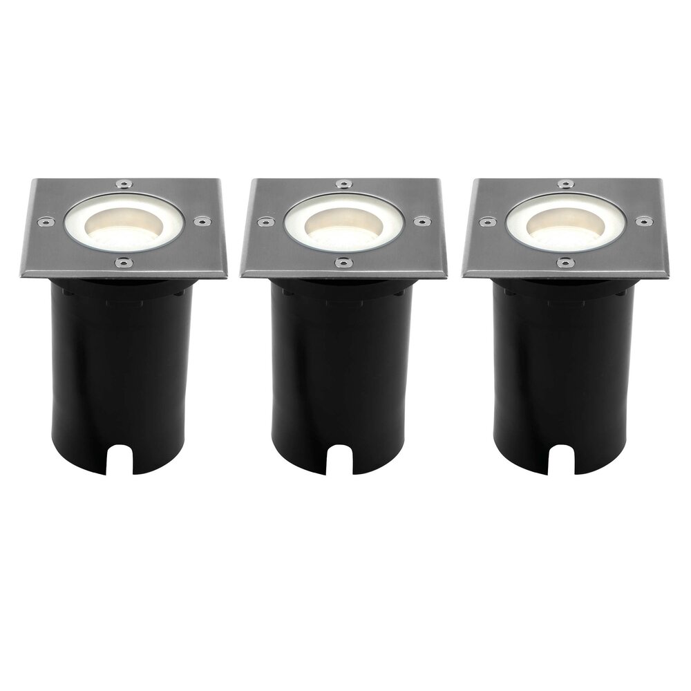 Ledvion 3x LED Bodeneinbaustrahler Quadrat - IP67 - 3W - 4000K - 1m Kabel