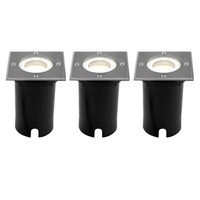 Ledvion 3x LED Bodeneinbaustrahler Quadrat - IP67 - 3W - 4000K - 1m Kabel