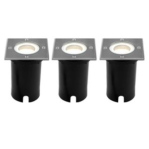 Ledvion 3x LED Bodeneinbaustrahler Quadrat - IP67 - 5W - 4000K - 1m Kabel 3x LED Bodeneinbaustrahler Quadrat - IP67 - 5W - 4000K - 1m Kabel