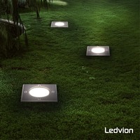 Ledvion 3x LED Bodeneinbaustrahler Quadrat - IP67 - 3W - 4000K - 1m Kabel
