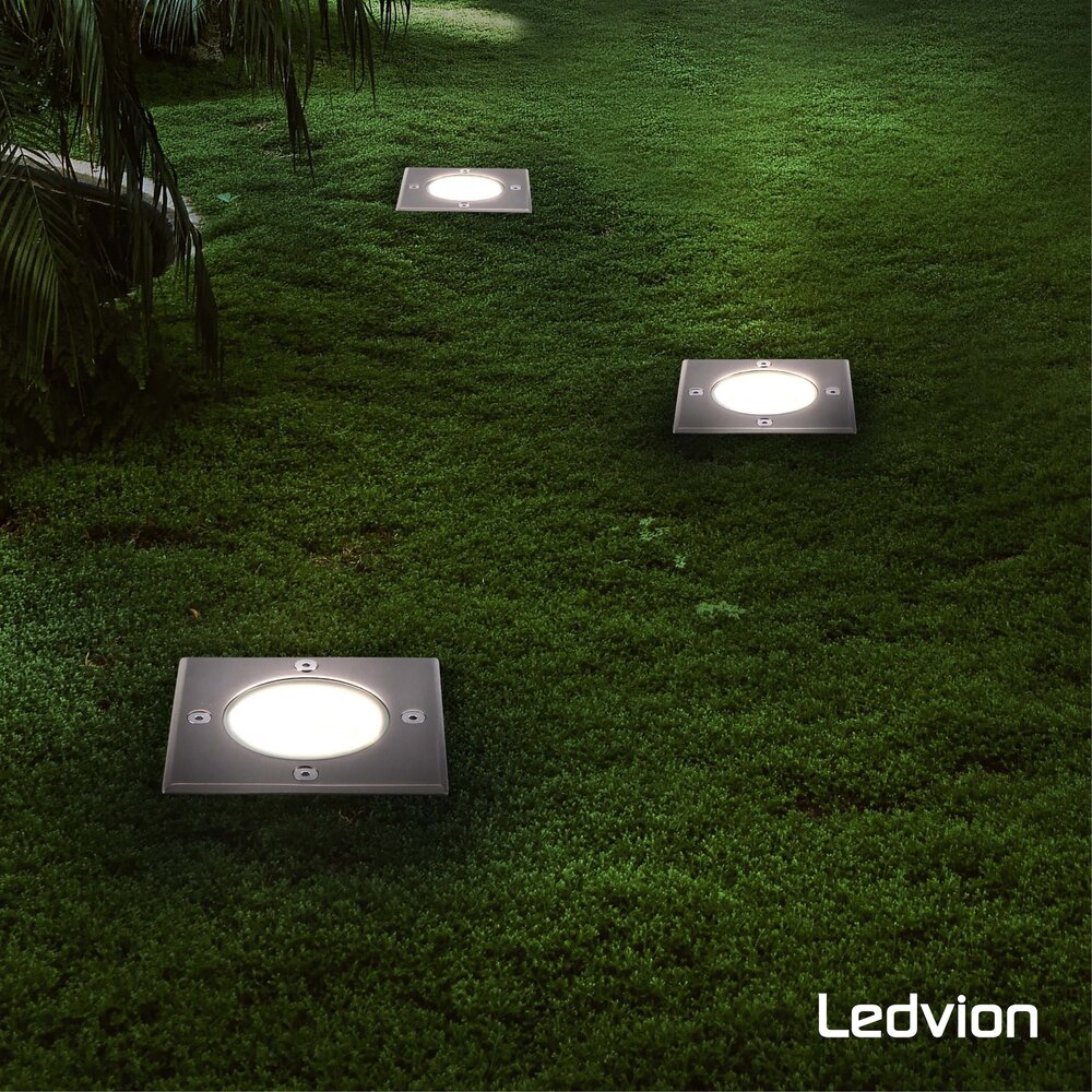 Ledvion 9x LED Bodeneinbaustrahler Quadrat - IP67 - 5W - 4000K - 1m Kabel