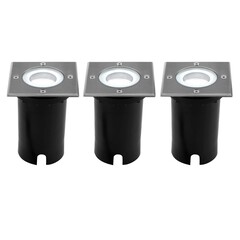 3x LED Bodeneinbaustrahler Quadrat - IP67 - 5W - 6500K - 1m Kabel