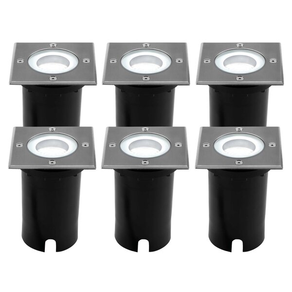 Ledvion 6x LED Bodeneinbaustrahler Quadrat - IP67 - 3W - 6500K - 1m Kabel