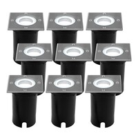 Ledvion 9x LED Bodeneinbaustrahler Quadrat - IP67 - 3W - 6500K - 1m Kabel