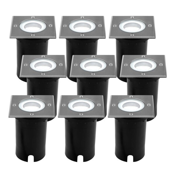 Ledvion 9x LED Bodeneinbaustrahler Quadrat - IP67 - 3W - 6500K - 1m Kabel