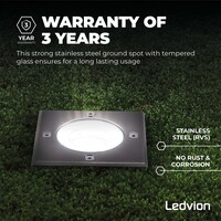 Ledvion 9x LED Bodeneinbaustrahler Quadrat - IP67 - 5W - 6500K - 1m Kabel