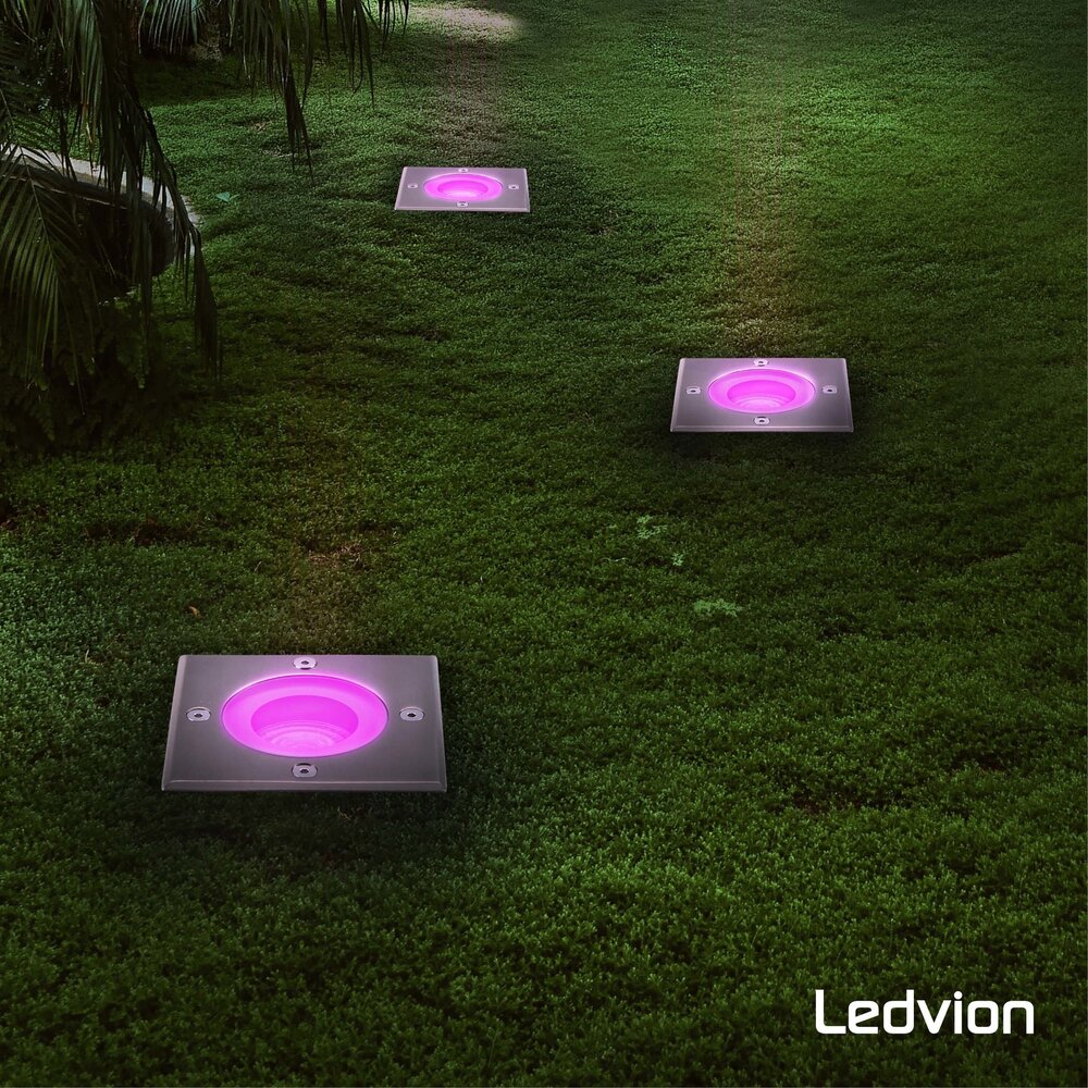 Ledvion Smart LED Bodeneinbaustrahler Quadrat - IP67 - 4,9W - RGB+CCT - 1m Kabel