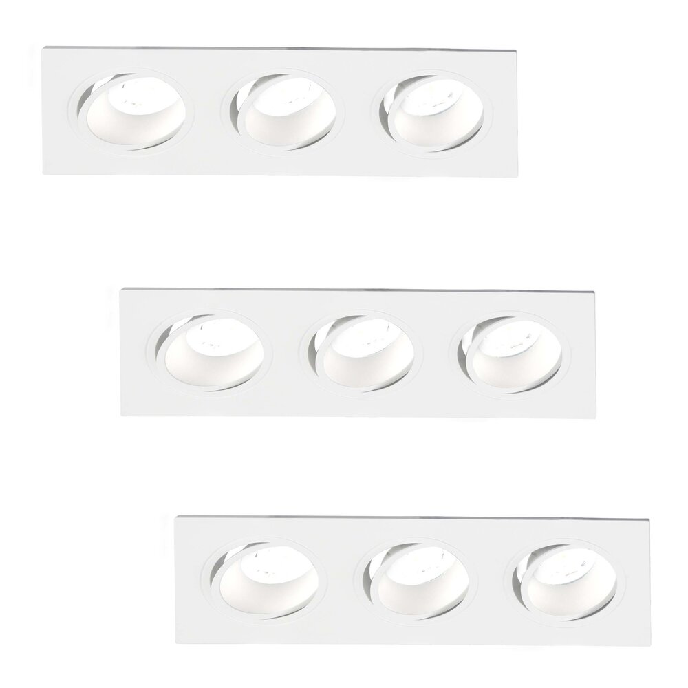 Beleuchtungonline Dimmbarer LED Einbaustrahler Dreifach - Rechteck - 5W - 6500K - Weiß