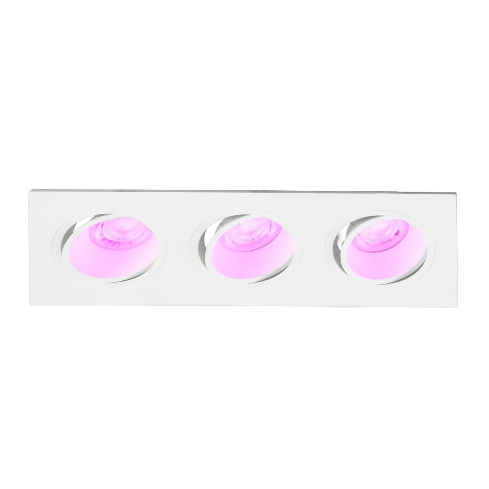 Beleuchtungonline Smarter LED-Einbauspot Dreifach - Rechteck - RGB+CCT - Wit