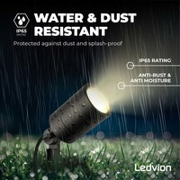 Ledvion 6x LED Gartenstrahler Aluminium - IP65 - GU10 Fassung - 2M Kabel - Schwarz