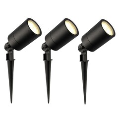 3x LED Gartenstrahler - IP65 - 5W - 2700K - 2M Kabel - Schwarz