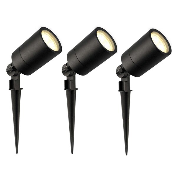 Ledvion 3x LED Gartenstrahler - IP65 - 3W - 2700K - 2M Kabel - Schwarz