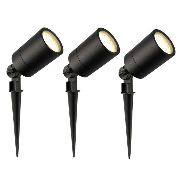 Ledvion 3x LED Gartenstrahler - IP65 - 5W - 2700K - 2M Kabel - Schwarz