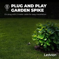 Ledvion 3x LED Gartenstrahler - IP65 - 5W - 2700K - 2M Kabel - Schwarz