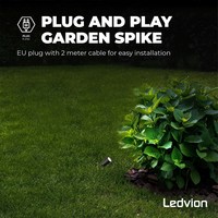 Ledvion LED Gartenstrahler - IP65 - 5W - 4000K - 2M Kabel - Schwarz