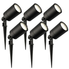 6x LED Gartenstrahler - IP65 - 5W - 4000K - 2M Kabel - Schwarz