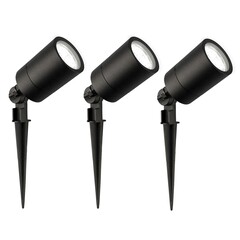 3x LED Gartenstrahler - IP65 - 5W - 6500K - 2M Kabel - Schwarz