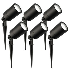 6x LED Gartenstrahler - IP65 - 5W - 6500K - 2M Kabel - Schwarz