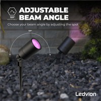 Smart LED Gartenstrahler - IP65 - 5W - RGBWW - 2M Kabel - Schwarz Ledvion Smart LED Gartenstrahler - IP65 - 5W - RGBWW - 2M Kabel - Schwarz