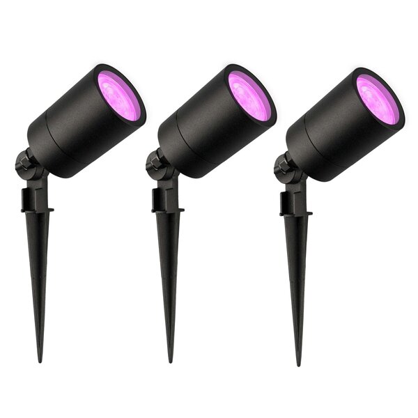 Ledvion 3x Smart LED Gartenstrahler - IP65 - 4,9W - RGB+CCT - 2M Kabel - Schwarz