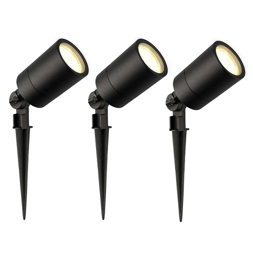 Ledvion 3x LED Gartenstrahler  - IP65 - 3W - 2700K - 1M Kabel - Schwarz
